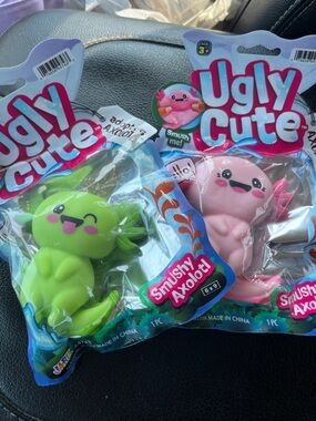 Smushy Axolotl Plush Toy - Pink & Green